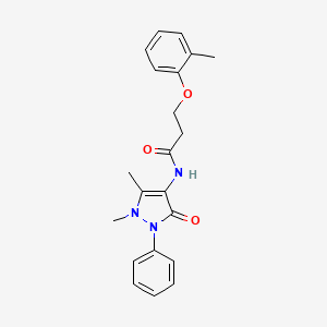 molecular formula C21H23N3O3 B1227404 N-(1,5-dimethyl-3-oxo-2-phenyl-4-pyrazolyl)-3-(2-methylphenoxy)propanamide 