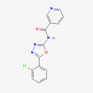 molecular formula C14H9ClN4O2 B1227409 N-[5-(2-chlorophenyl)-1,3,4-oxadiazol-2-yl]-3-pyridinecarboxamide 