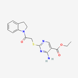 4-Amino-2-[[2-(2,3-dihydroindol-1-yl)-2-oxoethyl]thio]-5-pyrimidinecarboxylic acid ethyl ester