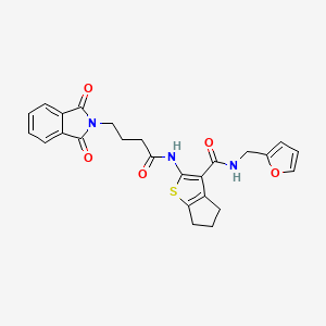 molecular formula C25H23N3O5S B1227412 2-[[4-(1,3-dioxo-2-isoindolyl)-1-oxobutyl]amino]-N-(2-furanylmethyl)-5,6-dihydro-4H-cyclopenta[b]thiophene-3-carboxamide 