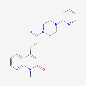 molecular formula C21H22N4O2S B1227416 1-Methyl-4-[[2-oxo-2-[4-(2-pyridinyl)-1-piperazinyl]ethyl]thio]-2-quinolinone 