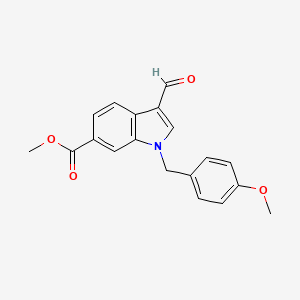 molecular formula C19H17NO4 B12274221 Methyl 3-Formyl-1-(4-methoxybenzyl)-1H-indole-6-carboxylate 
