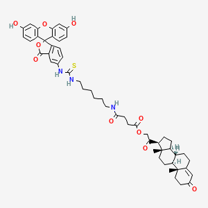 [2-[(8S,9S,10R,13S,14S,17S)-10,13-dimethyl-3-oxo-1,2,6,7,8,9,11,12,14,15,16,17-dodecahydrocyclopenta[a]phenanthren-17-yl]-2-oxoethyl] 4-[6-[(3',6'-dihydroxy-3-oxospiro[2-benzofuran-1,9'-xanthene]-5-yl)carbamothioylamino]hexylamino]-4-oxobutanoate