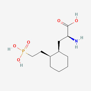 molecular formula C11H22NO5P B1227449 Cyclohexanepropanoic acid, alpha-amino-2-(2-phosphonoethyl)-, (1R-(1-alpha(S*),2-alpha))- CAS No. 144301-40-6