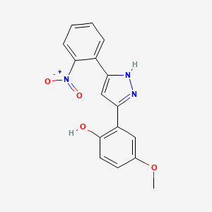 molecular formula C16H13N3O4 B1227460 4-Methoxy-6-[5-(2-nitrophenyl)-1,2-dihydropyrazol-3-ylidene]-1-cyclohexa-2,4-dienone 