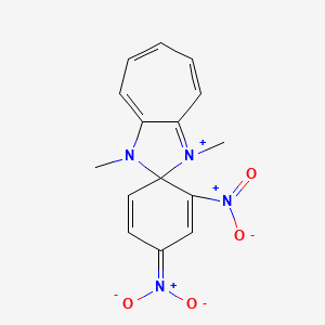 molecular formula C15H14N4O4 B1227463 [(2S)-1,3-dimethyl-3'-nitro-1'-spiro[cyclohepta[d]imidazol-3-ium-2,4'-cyclohexa-2,5-diene]ylidene]-dioxidoammonium 