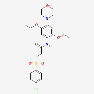 molecular formula C23H29ClN2O6S B1227464 3-(4-chlorophenyl)sulfonyl-N-[2,5-diethoxy-4-(4-morpholinyl)phenyl]propanamide 