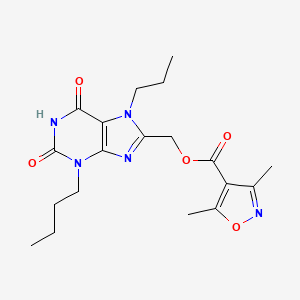 molecular formula C19H25N5O5 B1227466 3,5-Dimethyl-4-isoxazolecarboxylic acid (3-butyl-2,6-dioxo-7-propyl-8-purinyl)methyl ester 