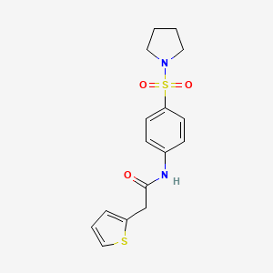 molecular formula C16H18N2O3S2 B1227481 N-[4-(pyrrolidine-1-sulfonyl)phenyl]-2-(thiophen-2-yl)acetamide 