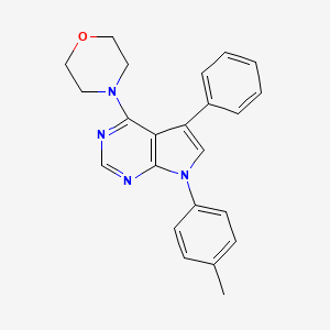 molecular formula C23H22N4O B1227489 4-[7-(4-Methylphenyl)-5-phenyl-4-pyrrolo[2,3-d]pyrimidinyl]morpholine 