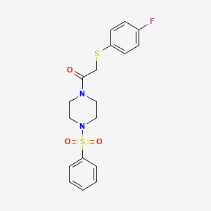 1-[4-(Benzenesulfonyl)-1-piperazinyl]-2-[(4-fluorophenyl)thio]ethanone