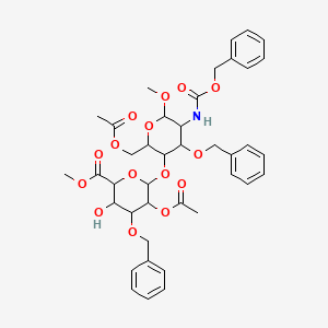 molecular formula C40H47NO15 B12274995 methyl 5-acetyloxy-6-[2-(acetyloxymethyl)-6-methoxy-4-phenylmethoxy-5-(phenylmethoxycarbonylamino)oxan-3-yl]oxy-3-hydroxy-4-phenylmethoxyoxane-2-carboxylate 