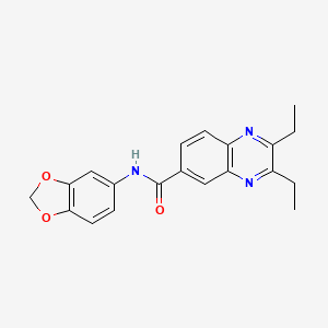 molecular formula C20H19N3O3 B1227504 N-(1,3-benzodioxol-5-yl)-2,3-diethyl-6-quinoxalinecarboxamide 