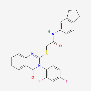 molecular formula C25H19F2N3O2S B1227506 2-[[3-(2,4-difluorophenyl)-4-oxo-2-quinazolinyl]thio]-N-(2,3-dihydro-1H-inden-5-yl)acetamide 
