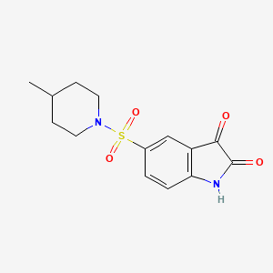 molecular formula C14H16N2O4S B1227531 Piperidine, 1-((2,3-dihydro-2,3-dioxo-1H-indol-5-yl)sulfonyl)-4-methyl- CAS No. 452088-38-9