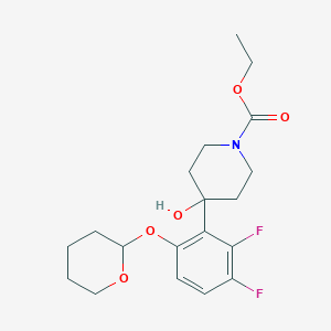 molecular formula C19H25F2NO5 B12275523 Ethyl 4-(2,3-difluoro-6-((tetrahydro-2H-pyran-2-yl)oxy)phenyl)-4-hydroxypiperidine-1-carboxylate 