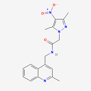 molecular formula C18H19N5O3 B1227563 2-(3,5-dimethyl-4-nitro-1-pyrazolyl)-N-[(2-methyl-4-quinolinyl)methyl]acetamide 