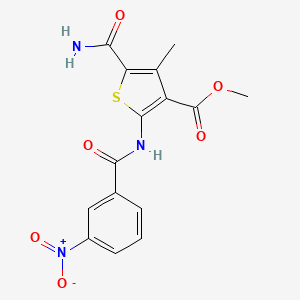 molecular formula C15H13N3O6S B1227564 methyl 5-carbamoyl-4-methyl-2-{[(3-nitrophenyl)carbonyl]amino}thiophene-3-carboxylate 