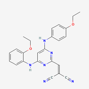 molecular formula C24H22N6O2 B1227566 2-[[4-(2-Ethoxyanilino)-6-(4-ethoxyanilino)-2-pyrimidinyl]methylidene]propanedinitrile 