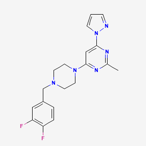 molecular formula C19H20F2N6 B12275752 4-{4-[(3,4-difluorophenyl)methyl]piperazin-1-yl}-2-methyl-6-(1H-pyrazol-1-yl)pyrimidine 