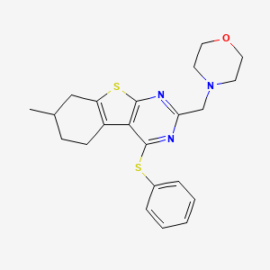 4-[[7-Methyl-4-(phenylthio)-5,6,7,8-tetrahydro-[1]benzothiolo[2,3-d]pyrimidin-2-yl]methyl]morpholine