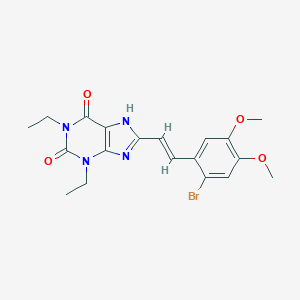 molecular formula C19H21BrN4O4 B122762 (E)-8-(2-Bromo-4,5-dimethoxystyryl)-1,3-diethylxanthine CAS No. 155271-52-6