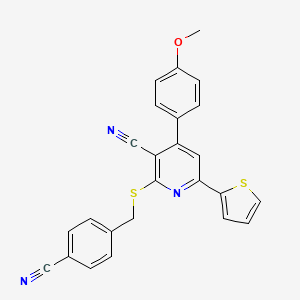 molecular formula C25H17N3OS2 B12276368 2-[(4-Cyanobenzyl)sulfanyl]-4-(4-methoxyphenyl)-6-(thiophen-2-yl)pyridine-3-carbonitrile 