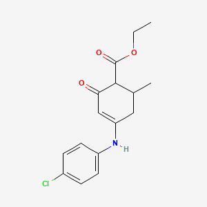molecular formula C16H18ClNO3 B1227676 Ethyl 4-((4-chlorophenyl)amino)-6-methyl-2-oxo-3-cyclohexene-1-carboxylate CAS No. 149221-20-5