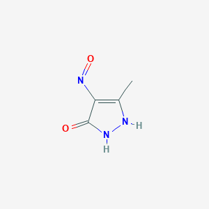 molecular formula C4H5N3O2 B122768 5-Methyl-4-nitroso-1,2-dihydropyrazol-3-one CAS No. 147738-81-6