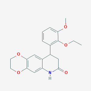 molecular formula C20H21NO5 B1227687 9-(2-ethoxy-3-methoxyphenyl)-3,6,8,9-tetrahydro-2H-[1,4]dioxino[2,3-g]quinolin-7-one 