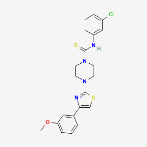 molecular formula C21H21ClN4OS2 B1227688 N-(3-chlorophenyl)-4-[4-(3-methoxyphenyl)-2-thiazolyl]-1-piperazinecarbothioamide 