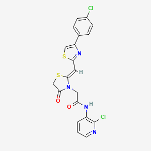 molecular formula C20H14Cl2N4O2S2 B1227694 2-[(2Z)-2-[[4-(4-chlorophenyl)-1,3-thiazol-2-yl]methylidene]-4-oxo-1,3-thiazolidin-3-yl]-N-(2-chloropyridin-3-yl)acetamide 