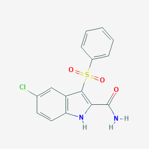 molecular formula C15H11ClN2O3S B122770 3-Benzenesulfonyl-5-chloroindole-2-carboxamide CAS No. 148472-83-7