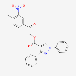 molecular formula C25H19N3O5 B1227707 1,3-二苯基-4-吡唑羧酸 [2-(4-甲基-3-硝基苯基)-2-氧代乙基] 酯 