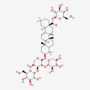 molecular formula C52H84O21 B122772 [(2S,3R,4S,5S,6R)-3,4,5-trihydroxy-6-(hydroxymethyl)oxan-2-yl] (4aS,6aR,6aS,6bR,8aR,10S,12aR,14bS)-10-[(2S,3R,4S,5S)-5-hydroxy-4-[(2S,3R,4S,5S,6R)-3,4,5-trihydroxy-6-(hydroxymethyl)oxan-2-yl]oxy-3-[(2S,3R,4S,5R)-3,4,5-trihydroxyoxan-2-yl]oxyoxan-2-yl]oxy-2,2,6a,6b,9,9,12a-heptamethyl-1,3,4,5,6,6a,7,8,8a,10,11,12,13,14b-tetradecahydropicene-4a-carboxylate CAS No. 144118-18-3
