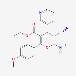 6-amino-5-cyano-2-(4-methoxyphenyl)-4-(3-pyridinyl)-4H-pyran-3-carboxylic acid ethyl ester