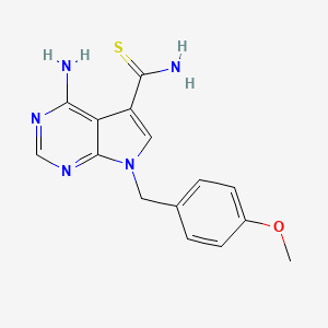 4-Amino-7-[(4-methoxyphenyl)methyl]pyrrolo[2,3-d]pyrimidine-5-carbothioamide