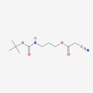 molecular formula C11H18N2O4 B12277554 Acetic acid, 2-cyano-, 3-[[(1,1-dimethylethoxy)carbonyl]amino]propyl ester CAS No. 958396-77-5