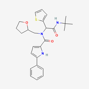 molecular formula C26H31N3O3S B1227756 N-[2-(tert-butylamino)-2-oxo-1-thiophen-2-ylethyl]-N-(2-oxolanylmethyl)-5-phenyl-1H-pyrrole-2-carboxamide 