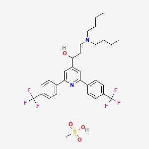 molecular formula C31H38F6N2O4S B1227795 3-Di-N-butylamino-1-(2,6-bis(4-trifluoromethylphenyl)-4-pyridyl)propanol methanesulfonate CAS No. 68732-07-0