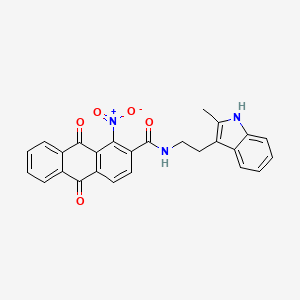 molecular formula C26H19N3O5 B1227820 N-[2-(2-METHYL-1H-INDOL-3-YL)ETHYL]-1-NITRO-9,10-DIOXO-9,10-DIHYDRO-2-ANTHRACENECARBOXAMIDE 