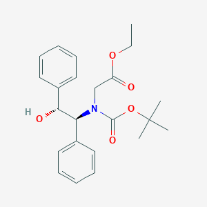 molecular formula C23H29NO5 B122784 Ethyl 2-((tert-butoxycarbonyl)((1S,2R)-2-hydroxy-1,2-diphenylethyl)amino)acetate CAS No. 112741-70-5