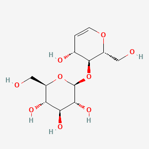 molecular formula C12H20O9 B1227876 (2S,3R,4S,5S,6R)-2-[[(2R,3S,4R)-4-hydroxy-2-(hydroxymethyl)-3,4-dihydro-2H-pyran-3-yl]oxy]-6-(hydroxymethyl)oxane-3,4,5-triol CAS No. 490-51-7