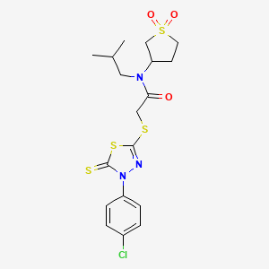 2-[[4-(4-chlorophenyl)-5-sulfanylidene-1,3,4-thiadiazol-2-yl]thio]-N-(1,1-dioxo-3-thiolanyl)-N-(2-methylpropyl)acetamide