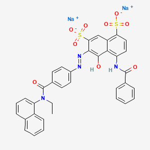 molecular formula C36H28N4NaO9S2 B12278972 1,7-Naphthalenedisulfonic acid, 4-(benzoylamino)-6-[2-[4-[(ethyl-1-naphthalenylamino)carbonyl]phenyl]diazenyl]-5-hydroxy-, sodium salt (1:2) CAS No. 6417-36-3