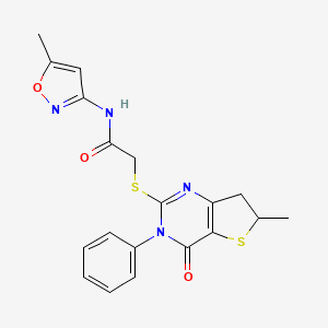 molecular formula C19H18N4O3S2 B1227904 N-(5-METHYL-1,2-OXAZOL-3-YL)-2-({6-METHYL-4-OXO-3-PHENYL-3H,4H,6H,7H-THIENO[3,2-D]PYRIMIDIN-2-YL}SULFANYL)ACETAMIDE 