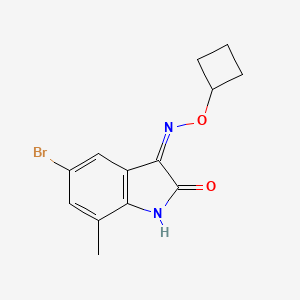 molecular formula C13H13BrN2O2 B12279182 5-Bromo-7-methyl-1H-indole-2,3-dione 3-(O-cyclobutyl-oxime) 