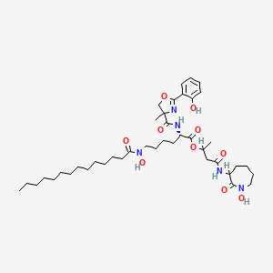 [4-[(1-Hydroxy-2-oxoazepan-3-yl)amino]-4-oxobutan-2-yl] (2S)-2-[[2-(2-hydroxyphenyl)-4-methyl-5H-1,3-oxazole-4-carbonyl]amino]-6-[hydroxy(tetradecanoyl)amino]hexanoate