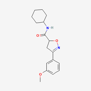 molecular formula C17H22N2O3 B1227934 N-cyclohexyl-3-(3-methoxyphenyl)-4,5-dihydro-1,2-oxazole-5-carboxamide 
