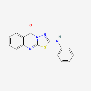 molecular formula C16H12N4OS B1227935 2-[(3-methylphenyl)amino]-5H-[1,3,4]thiadiazolo[2,3-b]quinazolin-5-one 